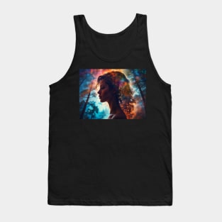 Double exposure portrait of a woman Tank Top